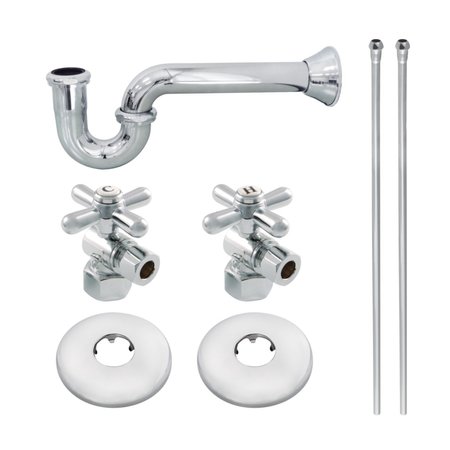 KINGSTON BRASS KPK201 Plumbing Supply Kit with 1-1/2" P-Trap - 1/2" IPS Inlet x 3/8" Comp Oulet, Polished Chrome KPK201